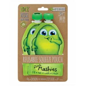 Little Mashies Reusable Squeeze Pouch Pack of 2 Green 2x130ml