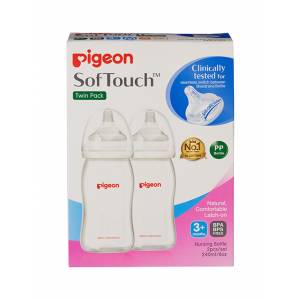 Pigeon Softouch Peristaltic Plus Wide Neck Bottle Twin Pack PP 240ml