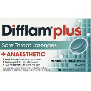 Difflam Plus Sore Throat Lozenge Plus Anaesthetic Eucalyptus & Menthol 16