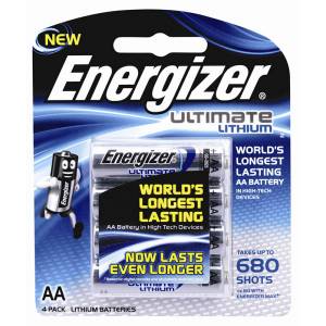 Energizer Batteries Lithium L91 AA 4 Pack