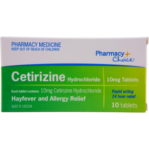 Pharmacy Choice Cetirizine Hayfever & Allergy Relief 10 Tablets