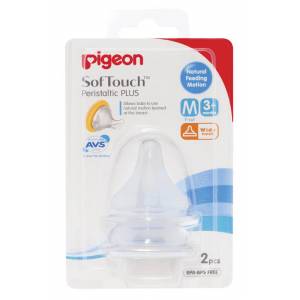 Pigeon Softouch Peristaltic Plus Wide Neck Teat Small 1Month Plus 2 Pack