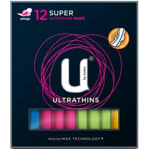 U By Kotex Ultrathins Pads Super Wings 12